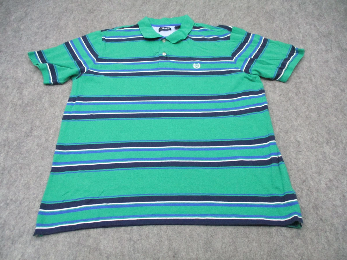 Chaps Polo Shirt Mens 2XLT XXL Tall Green Blue Striped Rugby Adult