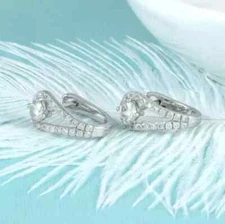 3 Ct Lab Created Diamond Huggie Hoop Earrings 14K White Gold Finish