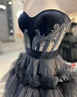 black and gray homecoming dresses Short Black Homecoming Dress with Sheer Glitter Corset Black/Silver / Medium main image 0