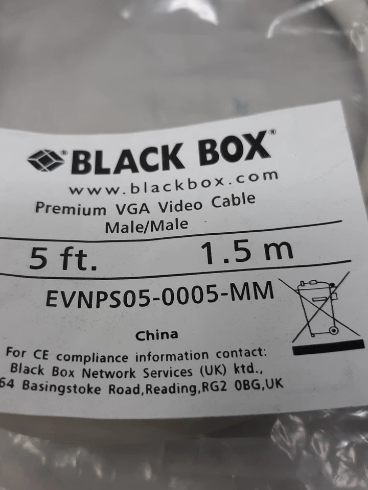 Black Box EVNPS05-0005-MM Premium VGA Cable Male/Male 5ft 1.5m White - Image 3 of 4