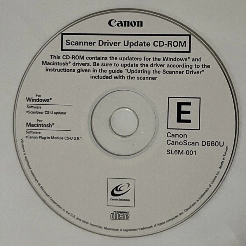 Canon Canoscan D660U SL6M-001 Flatbed Scanners Driver UPDATE CD-ROM CS-U UPDATER - Image 1 of 1