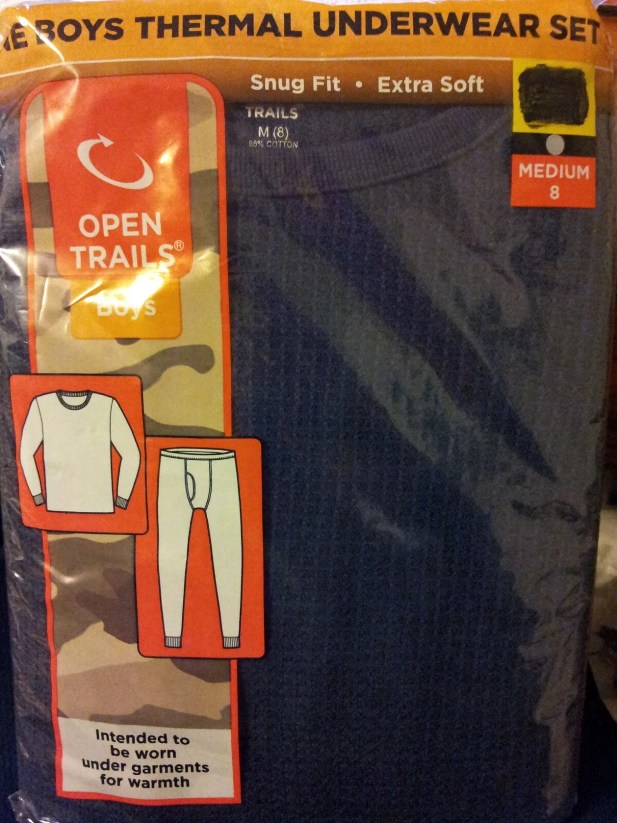 Navy Blue Thermal Underwear 2 PCS Set M(8) Pants & Top Base Layer Warm Snug Fit