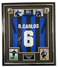 Framed Roberto Carlos of Milan Signed Shirt Autographed Jersey Display !!