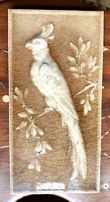 Large Arts & Crafts American Encaustic Parrot bird Tile Plaque