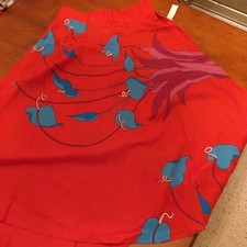 Vintage 80s NWT Parallel Lines Floral Skirt Red sz 9