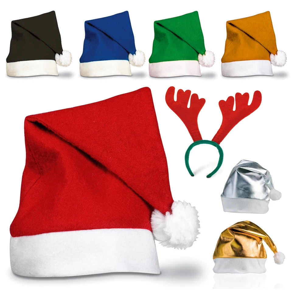 EBUYGB 1 - 50 Unisex Weihnachtsmann Hüte Weihnachten Weihnachtsmann Familie Hut Geschenk Erwachsene/Kind SET