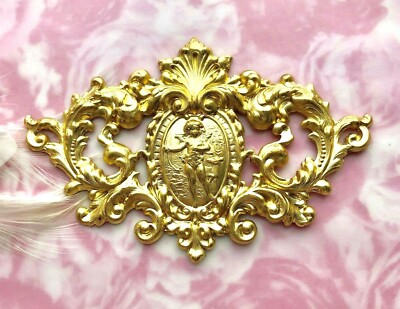 Brass Victorian Deer Crest Scroll High Relief Cherub C 906 Ebay