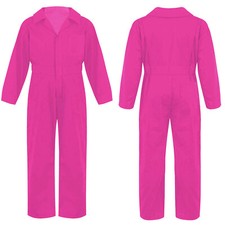 UK Girls Coverall Mechanic Jumpsuit Full Body Overalls Solid Color Boilersuit