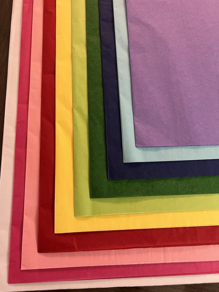 Papel de envolver pañuelos 10 colores vibrantes a granel 120 hojas 26x20 pulgadas Foto 3 de 4