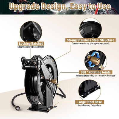 #ad #ad 50FT x 3 8quot; Heavy Duty Steel Power Washer Hose Reel Dual Arm 4000 PSI $118.08