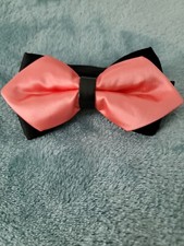 New Coral and Black Mens Bow Tie