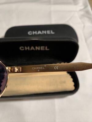 Vintage Chanel Gold Frame Sunglasses Oval Small 08643 50927 | eBay