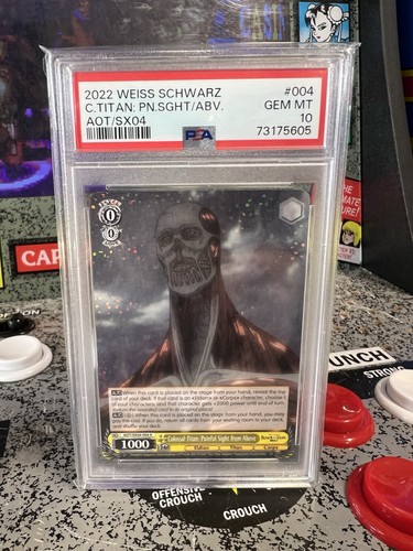 Weiss Schwarz 2022 AOT Colossal Titan "Painful Sight from Above" PSA 10 GEM MT - Imagen 3 de 3