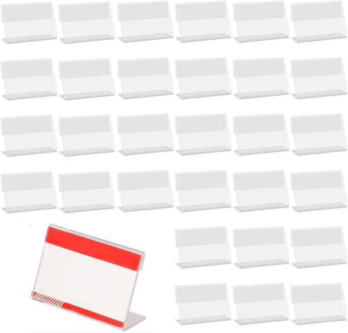 30 PCS Mini Sign Display Holder 8 X 5 Cm L Shape Sign Holders Acrylic Clear Sign