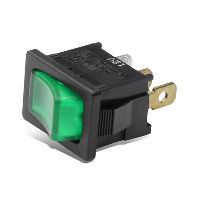 Universal 16A Green Led Power On/Off Mini Rocker Toggle Switch 12V ACC GND Pin