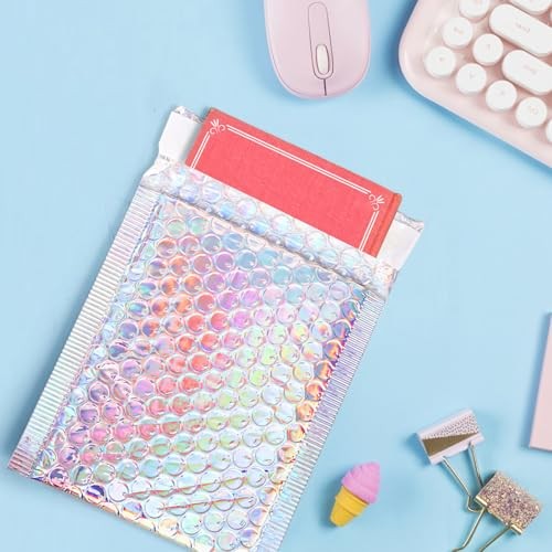 50 Pieces Metallic Bubble Mailers, Self-Seal Poly Padded Envelopes, Waterproof - Afbeelding 4 van 8