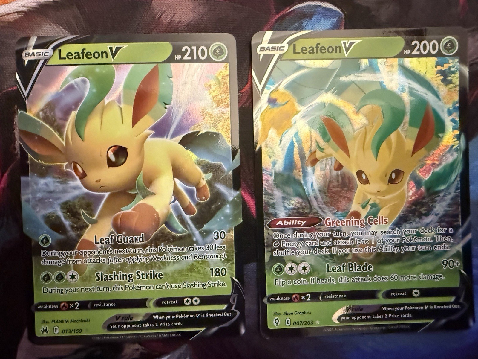 Leafeon V 7/203 Leafeon V 13/159 Pokemon TCG Ultra Rare  Nm