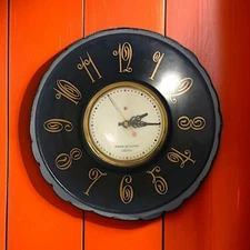 General Electric Telechron Clock Vintage Black Metal Mid Century Patina Video 