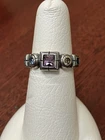Vintage Sterling Silver Locke Ring, Various Stones, Size 7, free shipping
