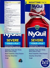 Vicks NyQuil SEVERE Cold, Flu, and Congestion Medicine, 2x12 fl oz Twin... 