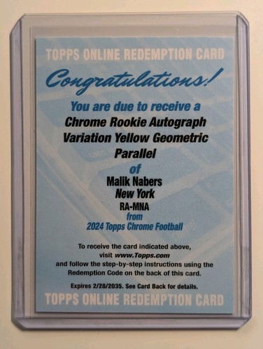 Malik Nabers RC 2024 Topps Chrome Yellow Geometric Auto /75 Redemption Giants