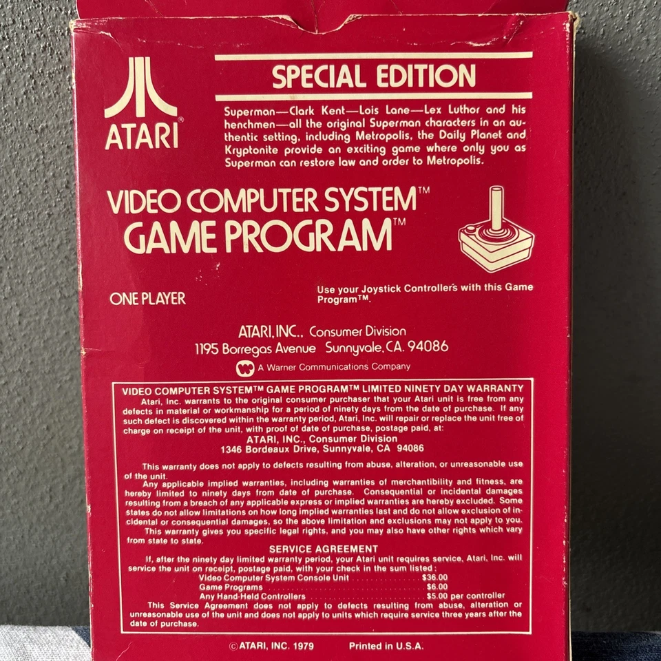 Videojuego Atari 2600 Superman Edición Especial Completo En Caja con Manual Foto 2 de 4
