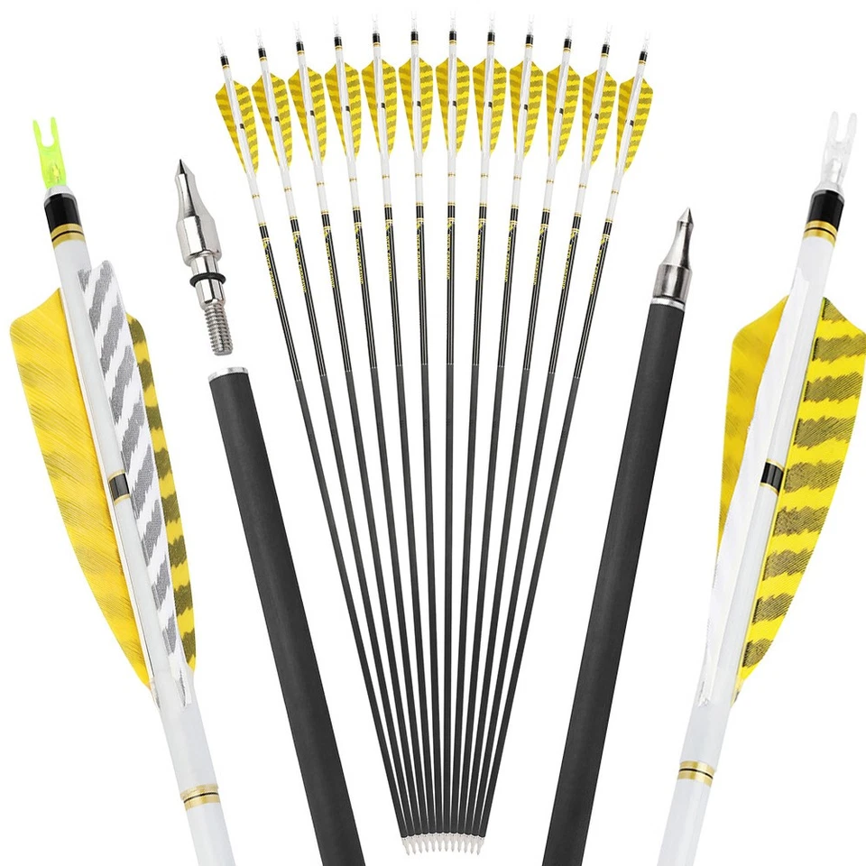 28-32" Pure Carbon Arrow SP300-800 4" Shield Natural Feather Bow Hunting Target - Image 3 of 4