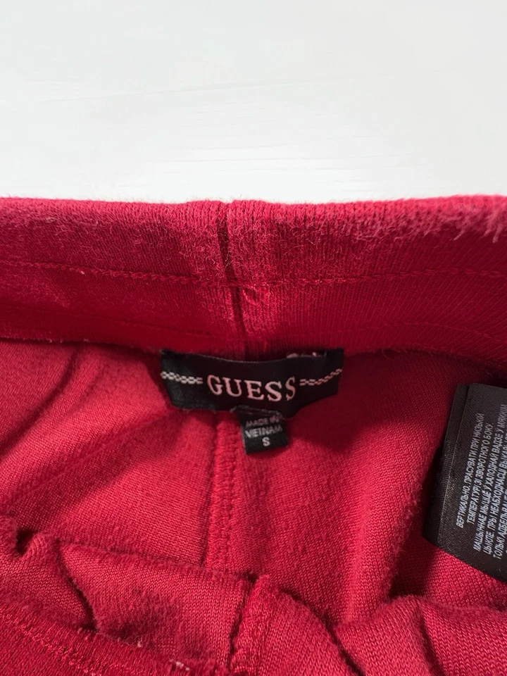RED GUESS Velour Tracksuit Pants Cotton Blend Size Small (A25) - Image 3 of 4