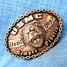 USMC Devil Dogs Belt Buckle Marine Corps Semper Fidelis Cast Brass IMC .BLT066