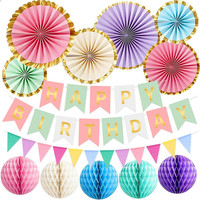 Premium Wiederverwendbare Geburtstagsdeko, Pastell Party Deko, Happy Birthday Gi