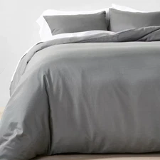 3pc King Lyocell Cotton Blend Duvet & Sham Set Dark Gray -