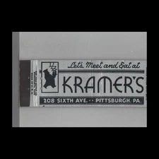 Full Length Matchbook Cover Kramer's Restaurant 208 Sixth Ave Pittsburgh PA