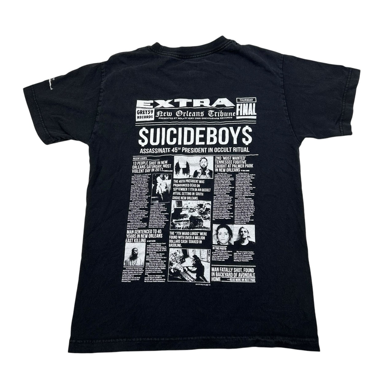 $uicideboy$ ツアーTシャツ G59 Recordsスーサイドボーイズ Grey Five Nine Headlines $uicideboy$ Tee Shirt - Black Small