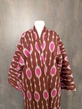 Uzbek hand quilted cotton ikat kaftan. Uzbek winter chapan, tribal ethnic robe