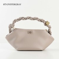 Ganni Handtasche Tasche Mini Bou Bag Damen Greige Schultertasche Mini Bag Leder