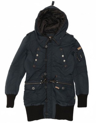 KHUJO Womens Hooded Parka Jacket UK 18 XL Navy Blue BM19