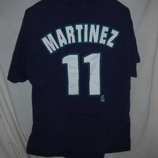 vtg Seattle Mariners Edgar Martinez MLB Double sided Faded Baseball Shirt L