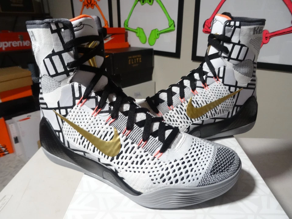 NEW DS - Nike Kobe IX 9 Elite Gold Fundamentals SZ 10 MENS 630847-100 Dead Stock - Image 2 of 4