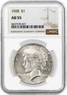 1928 $1 Silver Peace Dollar NGC AU55 About Uncirculated Key Date Coin