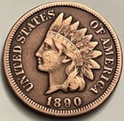 1890 Indian Head Cent JC1423 Well Struck Good Detail