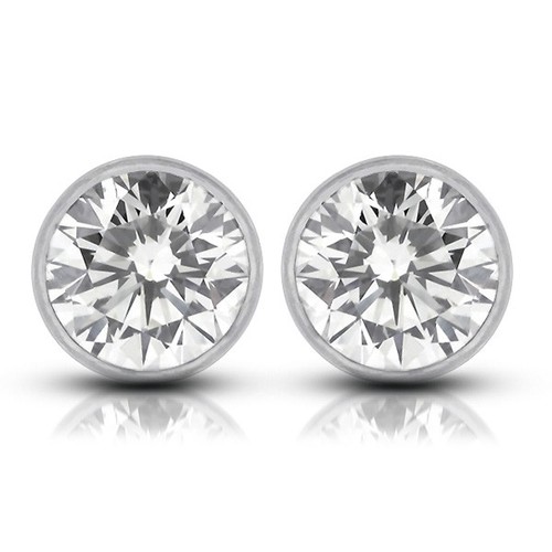 1.03ctw H SI1 Round Cut Earth Mined Certified Diamonds White Gold Classic Studs - Picture 5 of 10