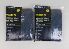 4pc Walls Working Man's Short Sleeve Pocket T-Shirts Black 42-44, Large #A338