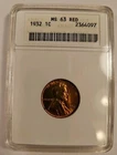 1932-P ANACS MS 63 RED CERTIFIED LINCOLN WHEAT CENT PENNY 94 YEARS! LOW MINTAGE!