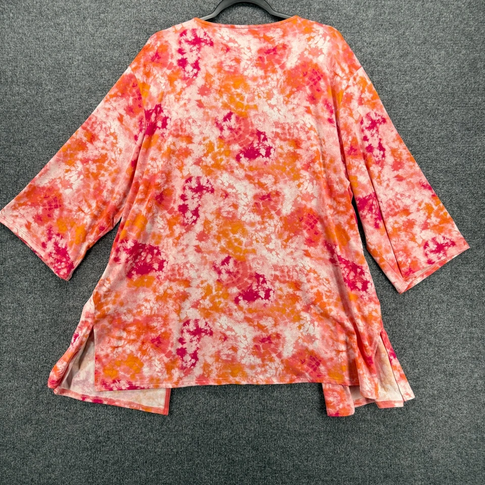 Cárdigan Cuddl Duds para mujer L coral tie dye bolsillo frontal abierto salón cómodo informal Foto 4 de 4