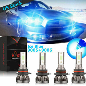 Combo 9005 9006 Ice Blue 8000K CREE LED Headlight Kit Bulbs High Low Beam US