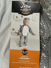 New Shark Halloween Costume Size 18-24M Soft, Plush Jumpsuit With Hood Fins