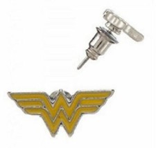 Wonder Woman W Logo Enamel Metal Stud Earrings