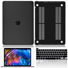 Black Rubberized Matte Hard Case Cover Skin For Macbook Pro / Air 13 14.2 16.2''