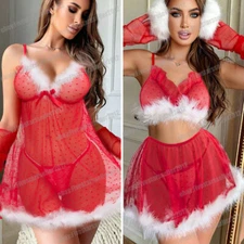 Santa-Sexy-Lingerie-Underwear-Sleepwear-Women-Lace-Babydoll-Christmas-Best-Gifts