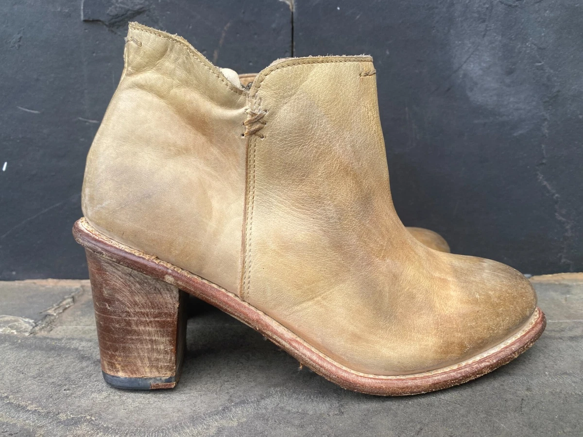 Bed Stu Distressed Leather Ankle Boots Zip Brown Cobbler Edition Womens 8